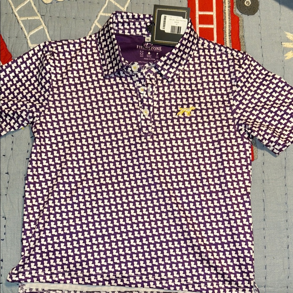 Fieldstone Purple and White (LSU) Kids Polo Shirt